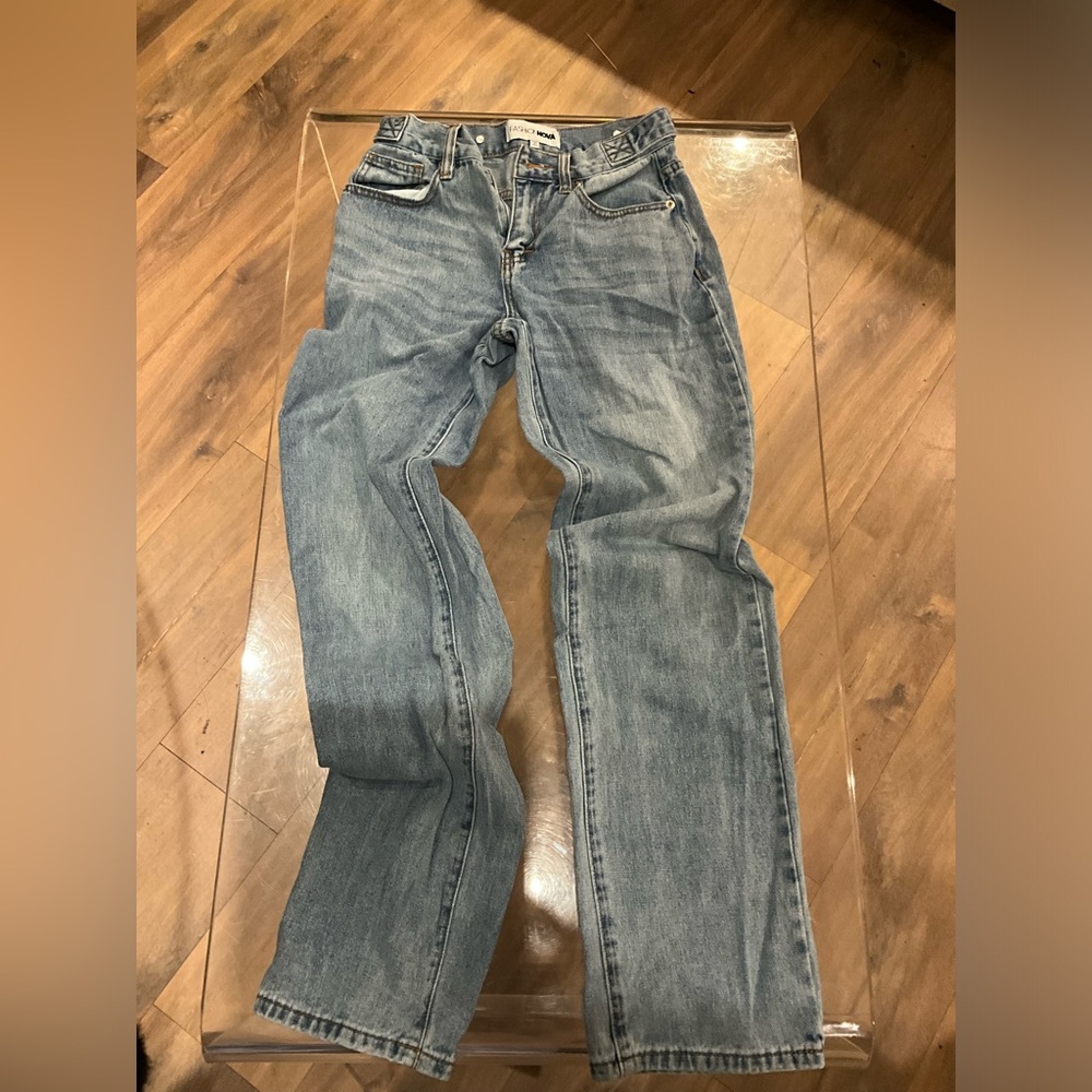 FASHION NOVA Jeans button waist detail cross belt loop size 0